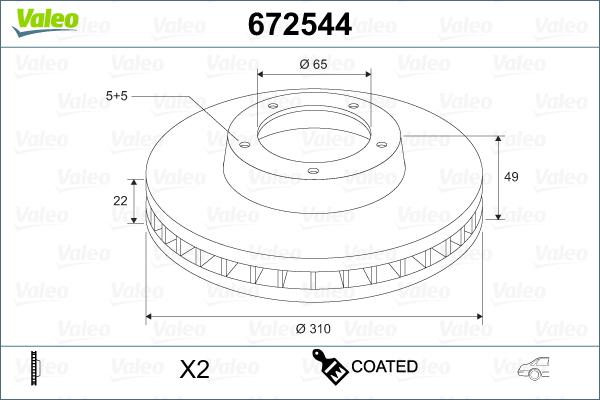 Valeo 672544 - Гальмівний диск autozip.com.ua