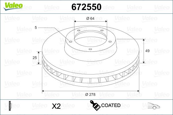 Valeo 672550 - Гальмівний диск autozip.com.ua