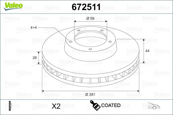 Valeo 672511 - Гальмівний диск autozip.com.ua