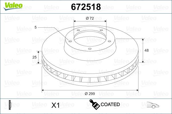 Valeo 672518 - Гальмівний диск autozip.com.ua