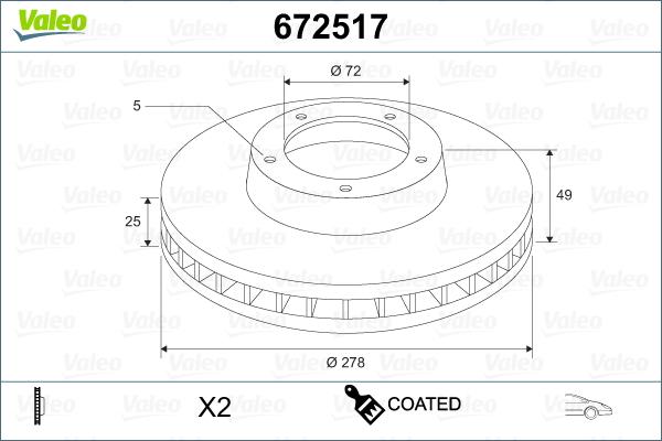 Valeo 672517 - Гальмівний диск autozip.com.ua