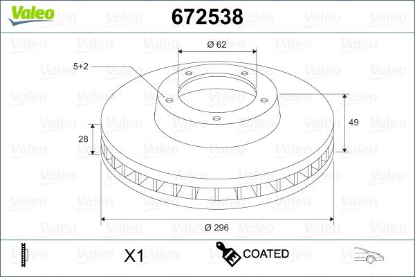 Valeo 672538 - Гальмівний диск autozip.com.ua