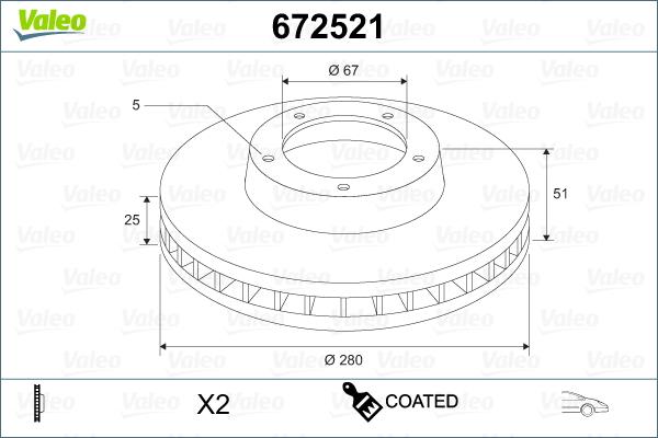 Valeo 672521 - Гальмівний диск autozip.com.ua