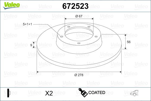 Valeo 672523 - Гальмівний диск autozip.com.ua