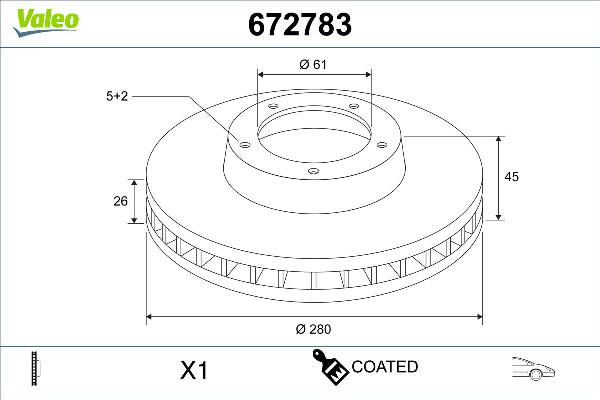 VALEO 672783 - Гальмівний диск autozip.com.ua