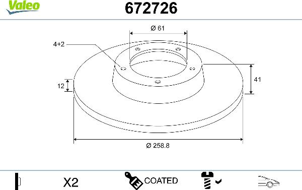 VALEO 672726 - Гальмівний диск autozip.com.ua