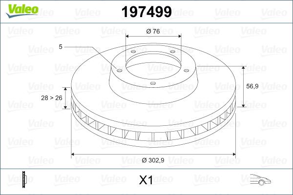 Valeo 197499 - Гальмівний диск autozip.com.ua