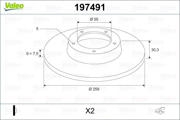 Valeo 197491 - Гальмівний диск autozip.com.ua