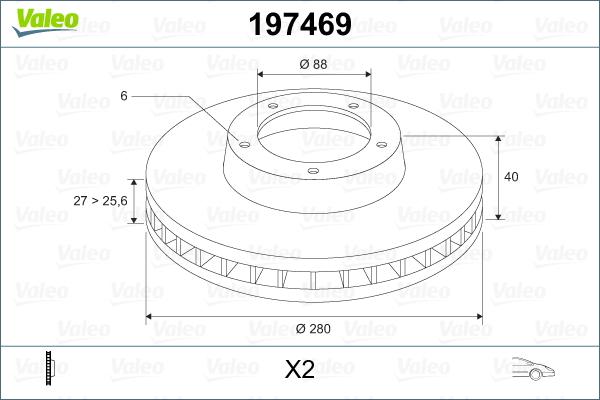 Valeo 197469 - Гальмівний диск autozip.com.ua