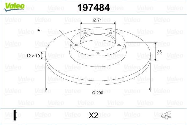 Valeo 197484 - Гальмівний диск autozip.com.ua