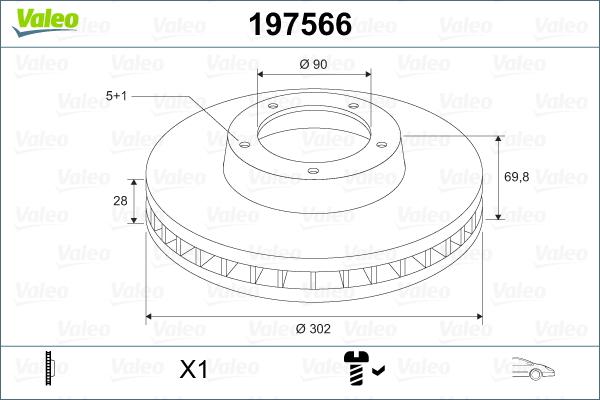 Valeo 197566 - Гальмівний диск autozip.com.ua