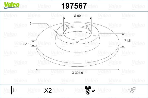 Valeo 197567 - Гальмівний диск autozip.com.ua