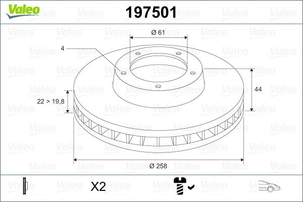 Valeo 197501 - Гальмівний диск autozip.com.ua