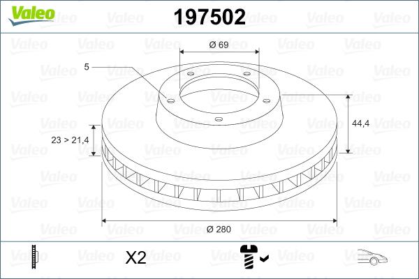 Valeo 197502 - Гальмівний диск autozip.com.ua