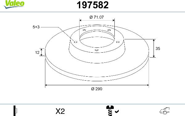 VALEO 197582 - Гальмівний диск autozip.com.ua