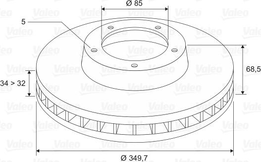 Valeo 197536 - Гальмівний диск autozip.com.ua