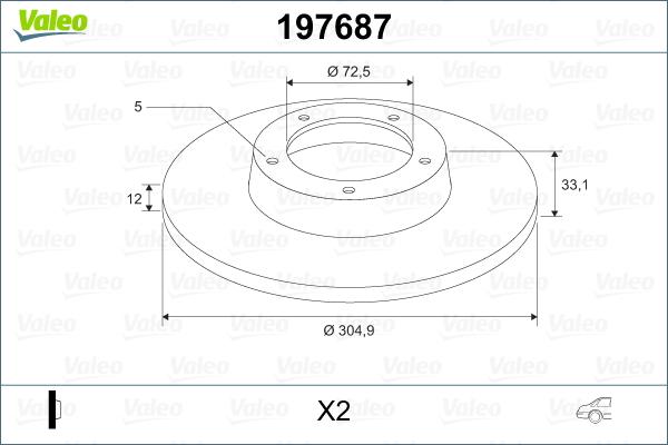 Valeo 197687 - Гальмівний диск autozip.com.ua