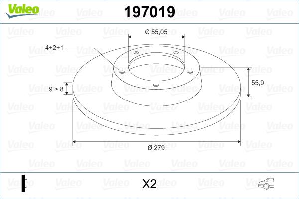 Valeo 197019 - Гальмівний диск autozip.com.ua