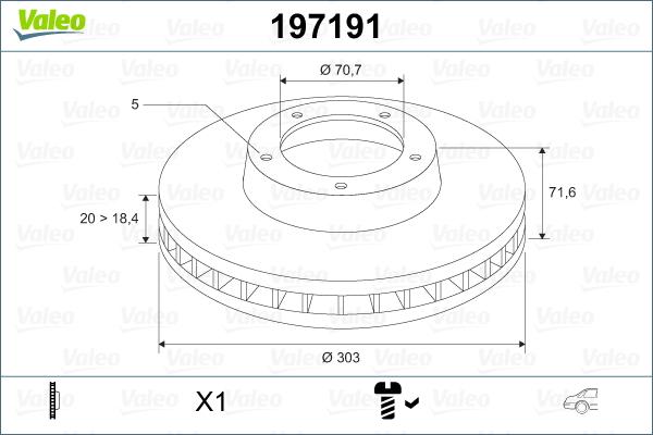 Valeo 197191 - Гальмівний диск autozip.com.ua