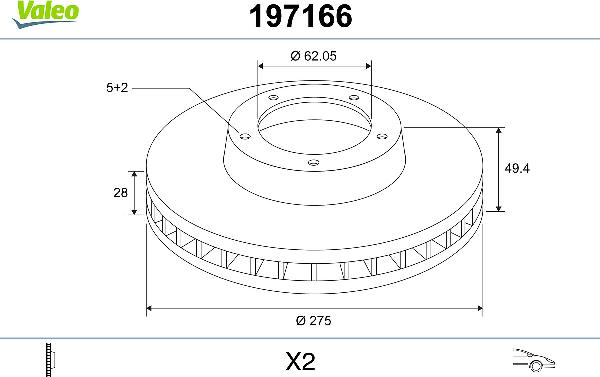 VALEO 197166 - Гальмівний диск autozip.com.ua
