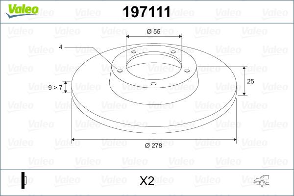 Valeo 197111 - Гальмівний диск autozip.com.ua