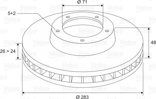 Valeo 197333 - Гальмівний диск autozip.com.ua