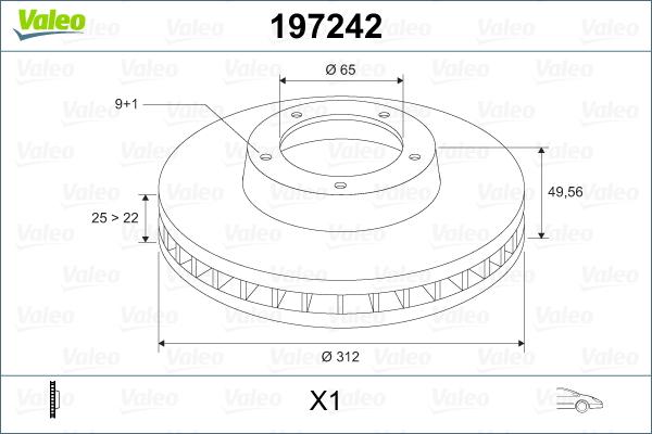 Valeo 197242 - Гальмівний диск autozip.com.ua