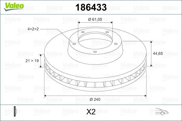Valeo 186433 - Гальмівний диск autozip.com.ua