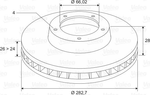 Valeo 186533 - Гальмівний диск autozip.com.ua