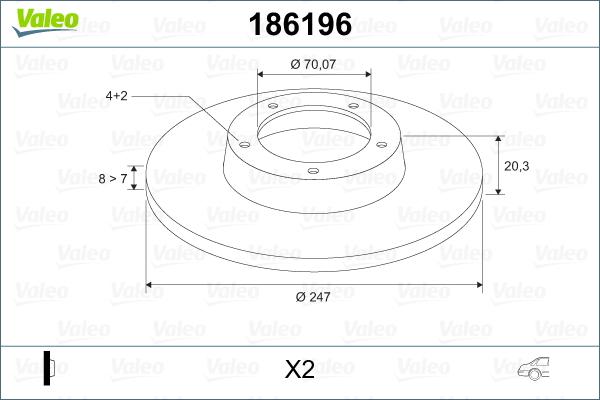 Valeo 186196 - Гальмівний диск autozip.com.ua