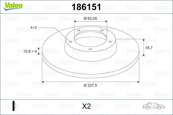 VALEO 186151 - Гальмівний диск autozip.com.ua