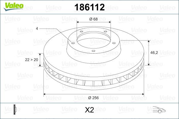 Valeo 186112 - Гальмівний диск autozip.com.ua