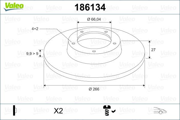 Valeo 186134 - Гальмівний диск autozip.com.ua