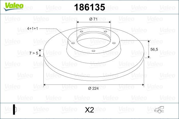 VALEO 186135 - Гальмівний диск autozip.com.ua