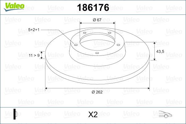 Valeo 186176 - Гальмівний диск autozip.com.ua