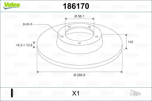 Valeo 186170 - Гальмівний диск autozip.com.ua