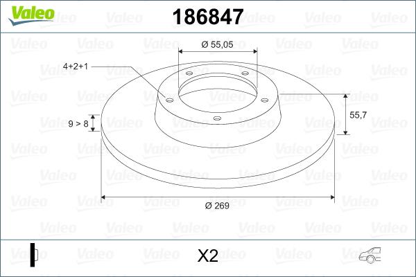 Valeo 186847 - Гальмівний диск autozip.com.ua