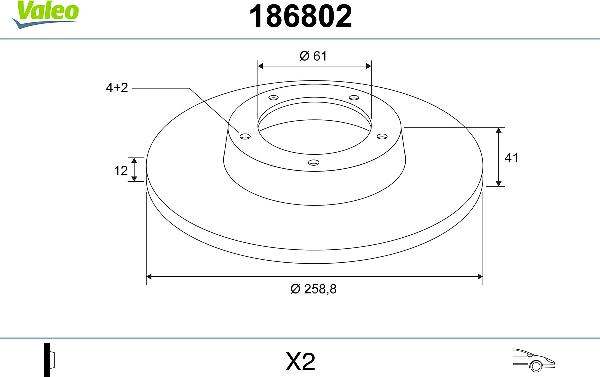 VALEO 186802 - Гальмівний диск autozip.com.ua