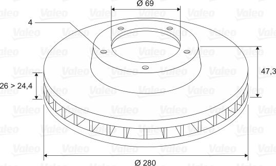 Valeo 297829 - Гальмівний диск autozip.com.ua