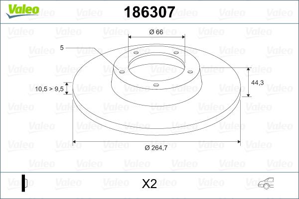 Valeo 186307 - Гальмівний диск autozip.com.ua