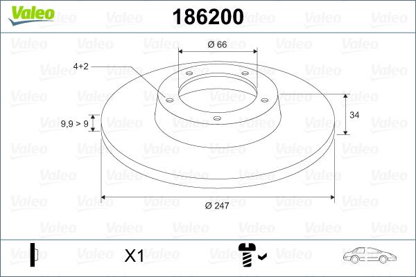 Valeo 186200 - Гальмівний диск autozip.com.ua