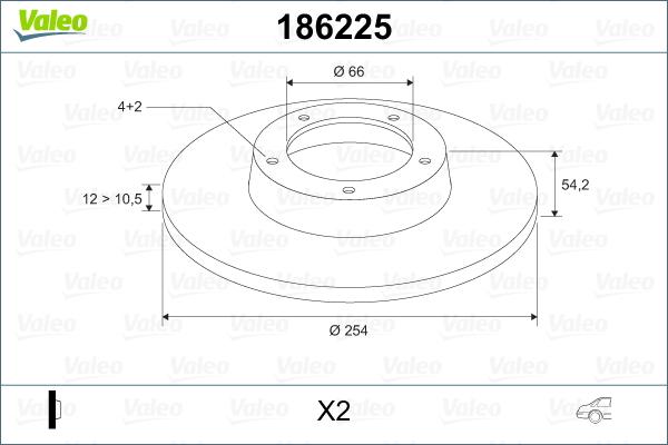 VALEO 186225 - Гальмівний диск autozip.com.ua