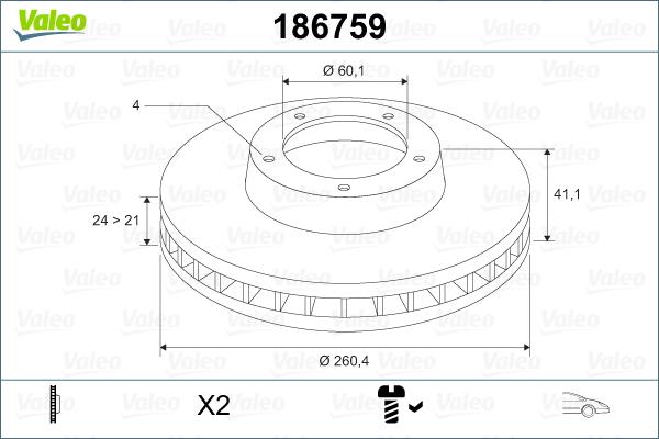 VALEO 186759 - Гальмівний диск autozip.com.ua