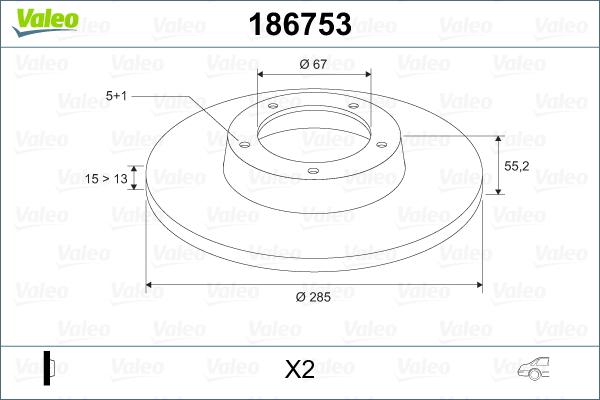 Valeo 186753 - Гальмівний диск autozip.com.ua