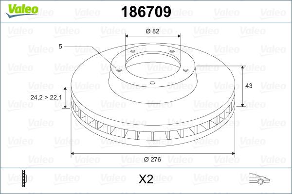 VALEO 186709 - Гальмівний диск autozip.com.ua