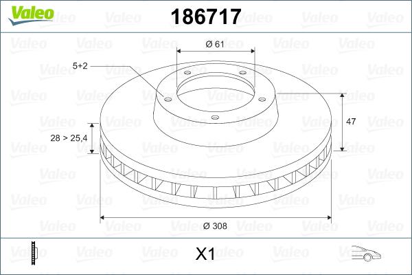 Valeo 186717 - Гальмівний диск autozip.com.ua