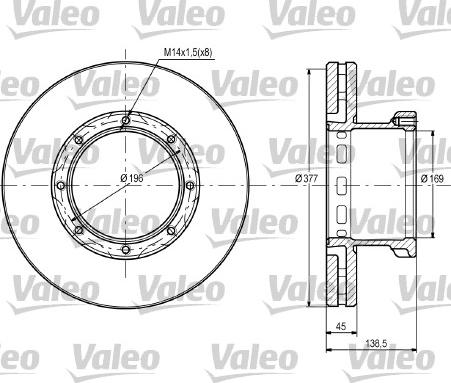 Valeo 187096 - Гальмівний диск autozip.com.ua