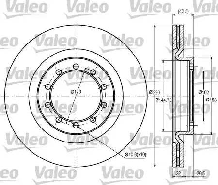 Valeo 187097 - Гальмівний диск autozip.com.ua