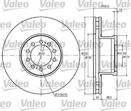 Valeo 187043 - Гальмівний диск autozip.com.ua