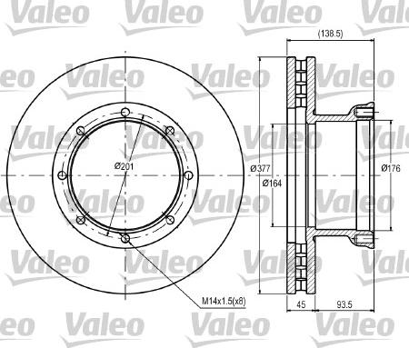 Valeo 187084 - Гальмівний диск autozip.com.ua